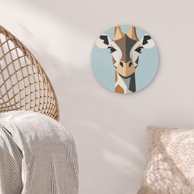 Giraffe - Illustratie - Bruin - Minimalistisch Akoestische PET Vilt - Rond klein -sfeer4