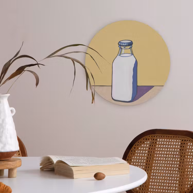 Glazen - Fles - Illustratie - Melk Akoestische PET Vilt - Rond klein -sfeer3