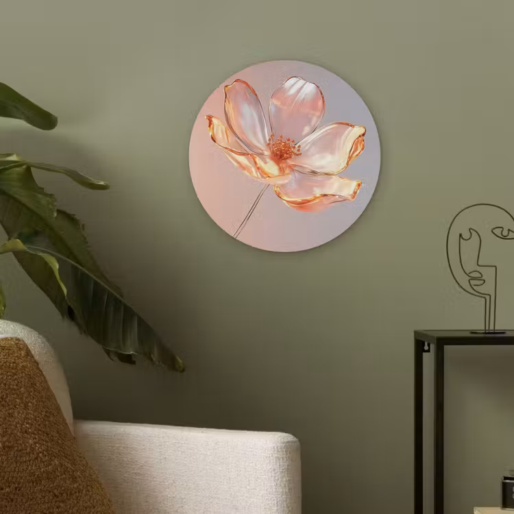 Glazen - Bloem - Roze Akoestische PET Vilt - Rond klein -sfeer2