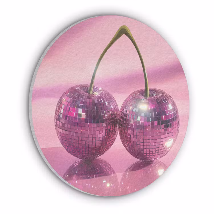 Glitter - Discobol - Roze - Kersen Akoestische PET Vilt - Rond klein -3d
