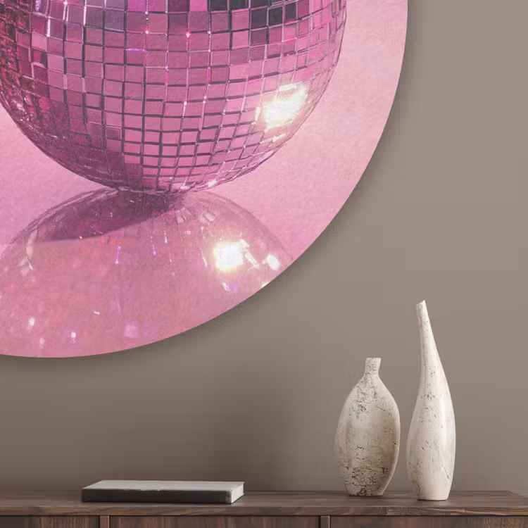 Glitter - Discobol - Roze - Kersen Akoestische PET Vilt - Rond klein -sfeer5_closeup