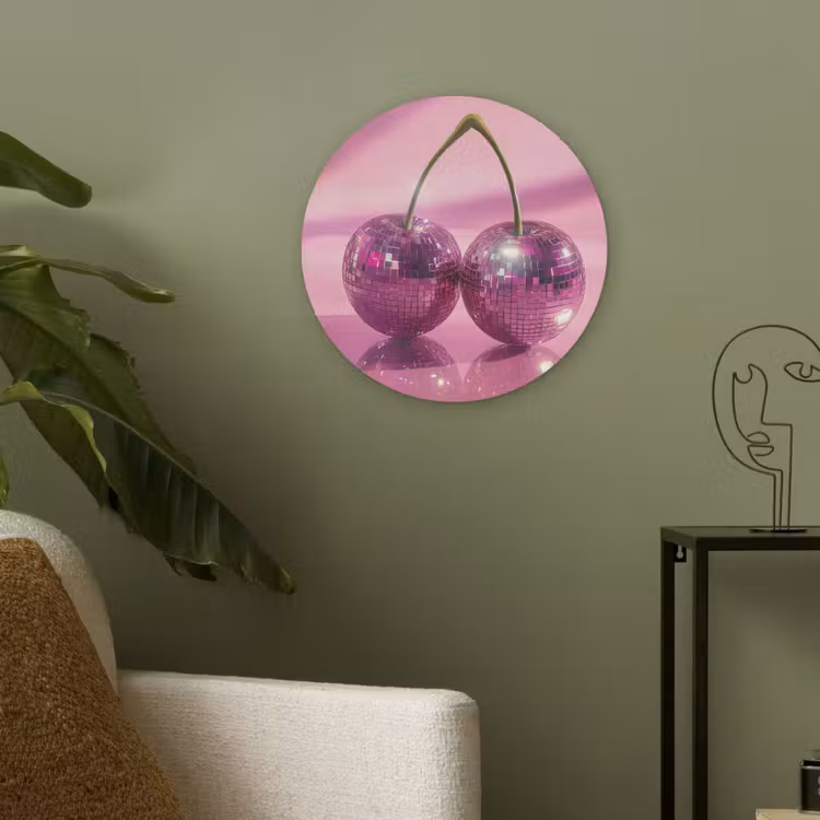 Glitter - Discobol - Roze - Kersen Akoestische PET Vilt - Rond klein -sfeer2