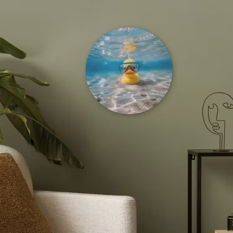 Duikbril - Eend - Water Akoestische PET Vilt - Rond klein -sfeer2