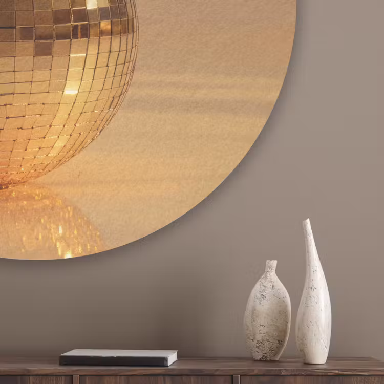 Goud - Disco - Glitter - Peer Akoestische PET Vilt - Rond klein -sfeer5_closeup