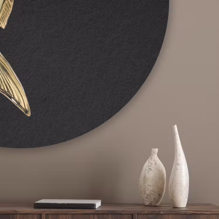 Goud - Vis - Haak - Zwart Akoestische PET Vilt - Rond klein -sfeer5_closeup