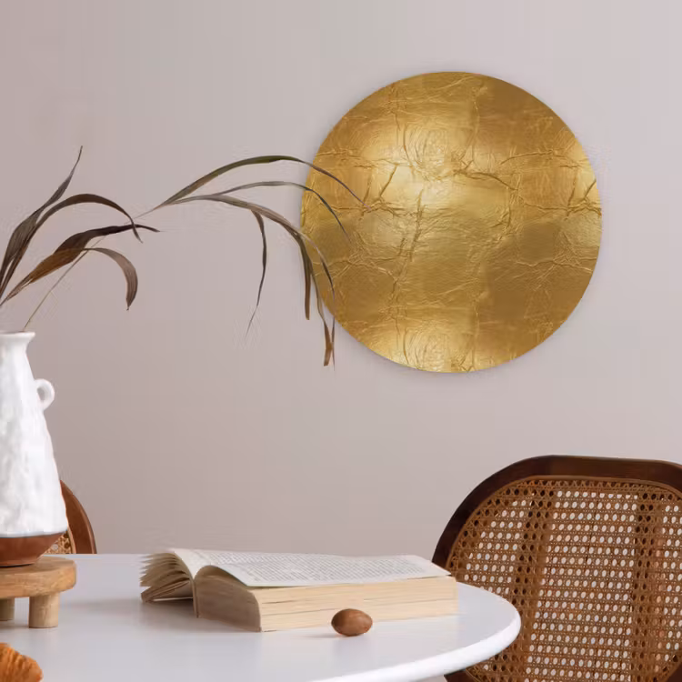 Bladgoud - Vintage - Textuur - Warm Goud Akoestische PET Vilt - Rond klein 838 -sfeer3
