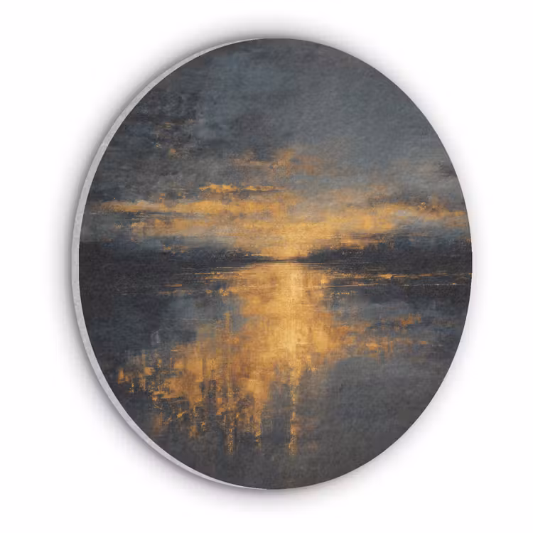 Gouden Reflectie op Water Akoestische PET Vilt - Rond klein -3d