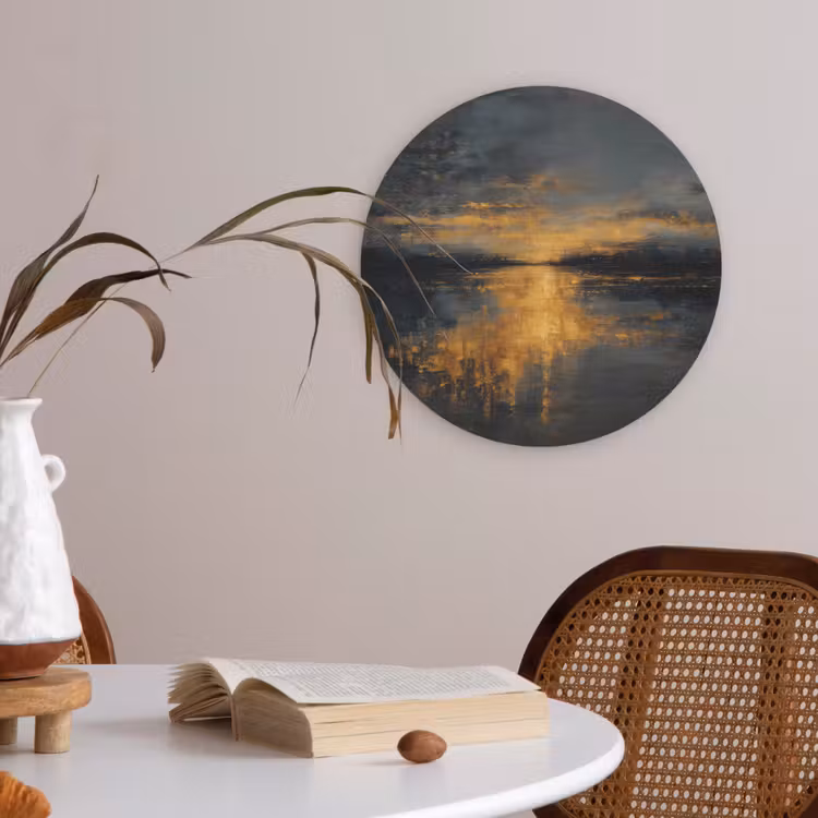 Gouden Reflectie op Water Akoestische PET Vilt - Rond klein -sfeer3