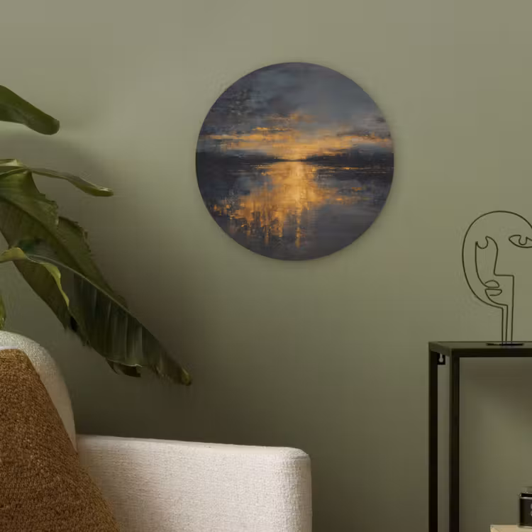 Gouden Reflectie op Water Akoestische PET Vilt - Rond klein -sfeer2