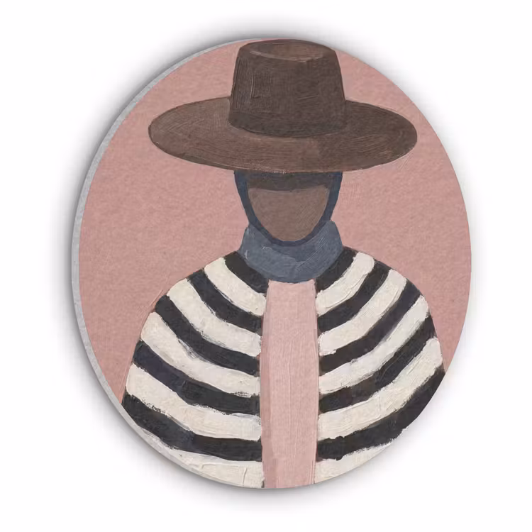 Grafisch - Vrouw - Roze Akoestische PET Vilt - Rond klein -3d