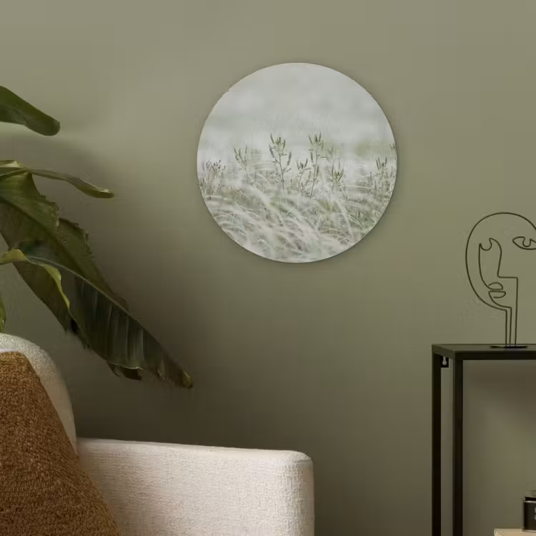 Grassen - Minimalistisch - Groen Akoestische PET Vilt - Rond klein -sfeer2