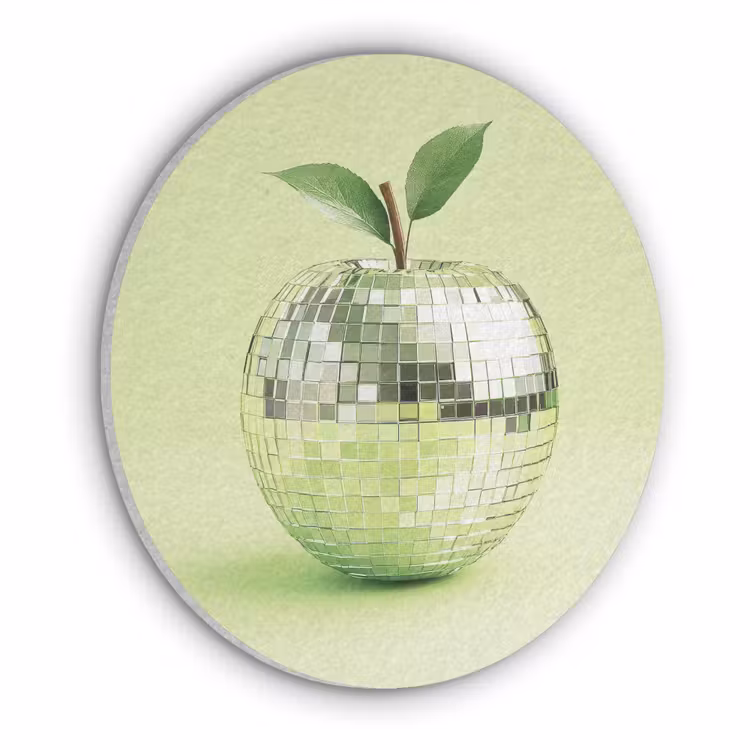 Groen - Disco - Decoratie - Appel Akoestische PET Vilt - Rond klein -3d
