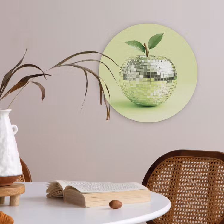 Groen - Disco - Decoratie - Appel Akoestische PET Vilt - Rond klein -sfeer3