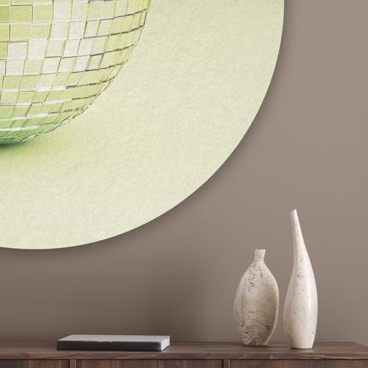 Groen - Disco - Decoratie - Appel Akoestische PET Vilt - Rond klein -sfeer5_closeup