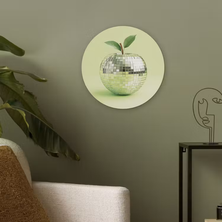 Groen - Disco - Decoratie - Appel Akoestische PET Vilt - Rond klein -sfeer2