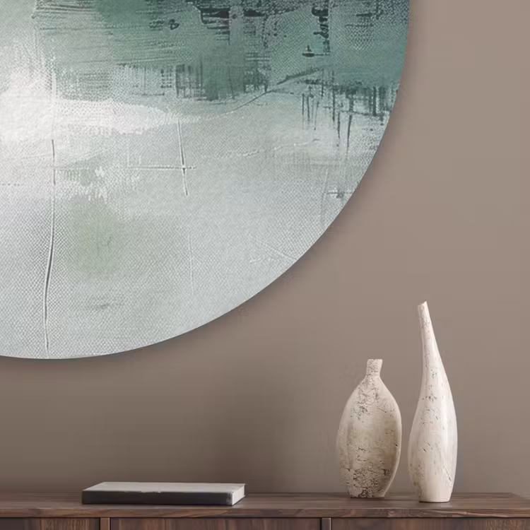 Groen - Modern - Abstract - Goud Akoestische PET Vilt - Rond klein -sfeer5_closeup