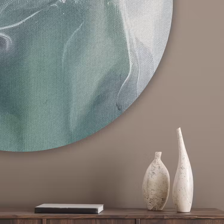 Groen - Modern - Marmer - Abstract Akoestische PET Vilt - Rond klein -sfeer5_closeup