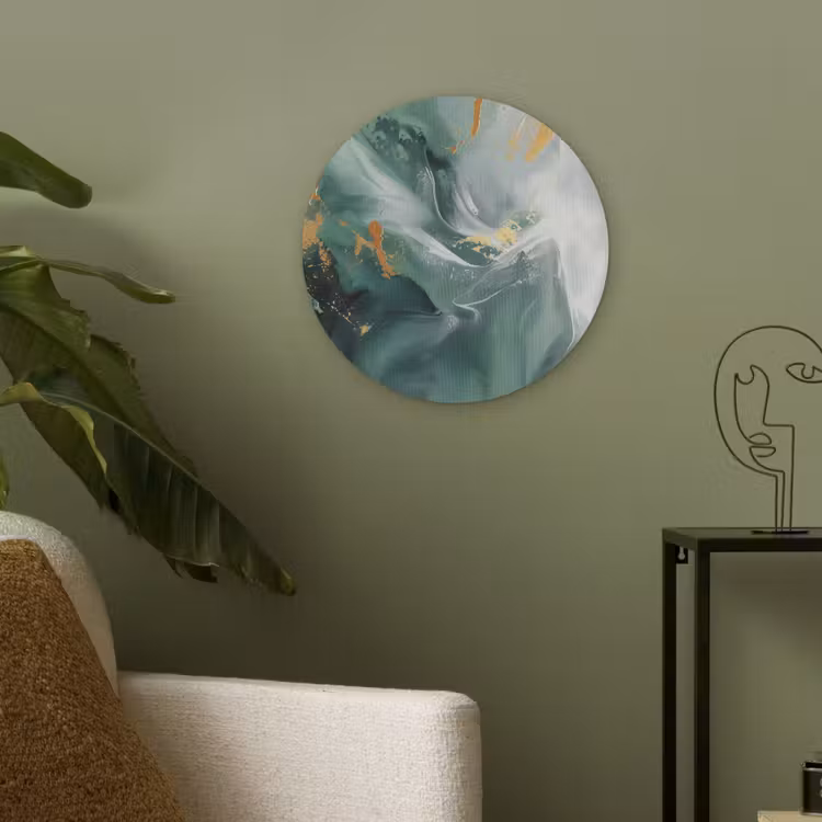 Groen - Modern - Marmer - Abstract Akoestische PET Vilt - Rond klein -sfeer2