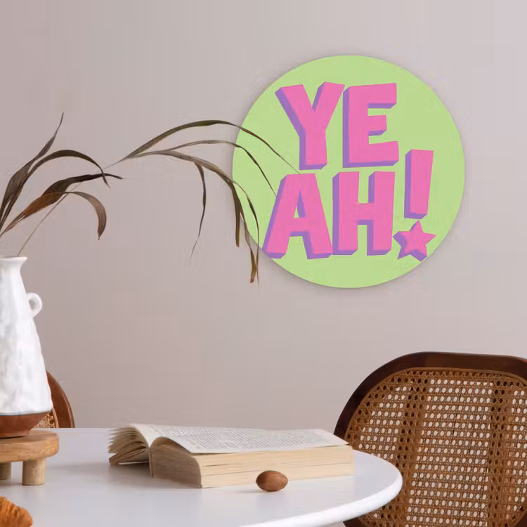 Groen - Neon - Quote Akoestische PET Vilt - Rond klein -sfeer3