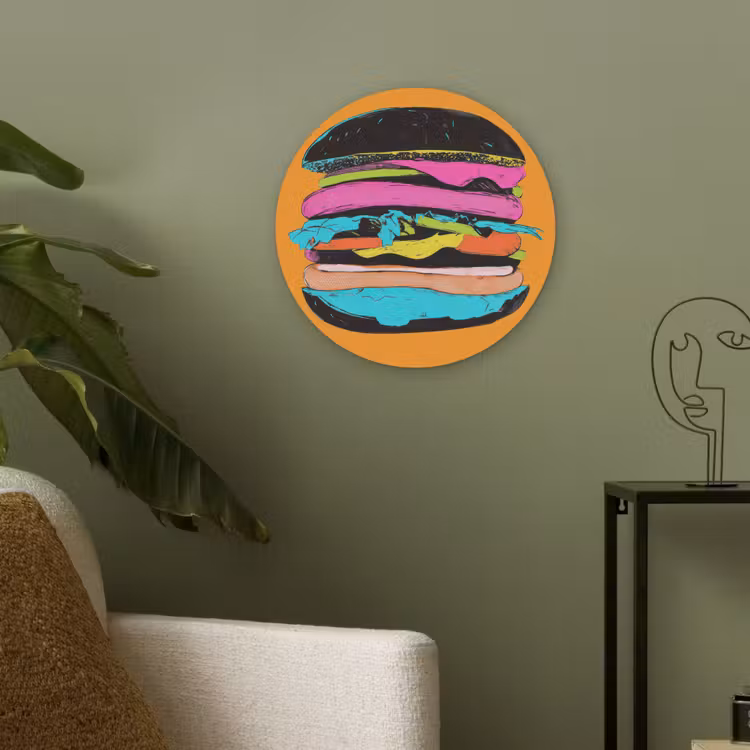 Hamburger - Kleurrijk - Speels Akoestische PET Vilt - Rond klein -sfeer2