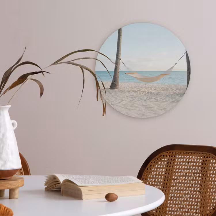 Hangmat - Strand - Wit Akoestische PET Vilt - Rond klein -sfeer3