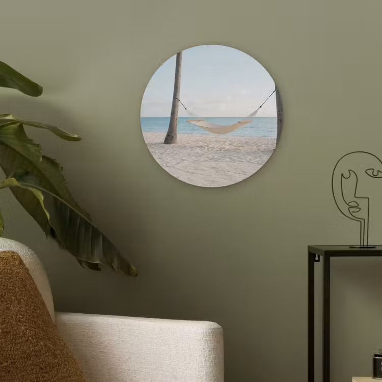 Hangmat - Strand - Wit Akoestische PET Vilt - Rond klein -sfeer2