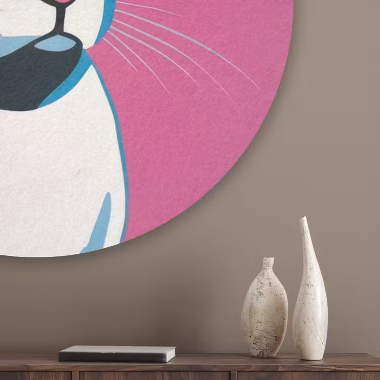 Haas - Kleurvakken - Oren - Roze Akoestische PET Vilt - Rond klein -sfeer5_closeup