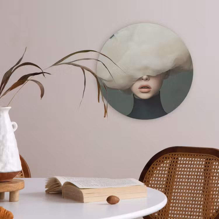 Hoed - Vrouw - Beige Akoestische PET Vilt - Rond klein -sfeer3