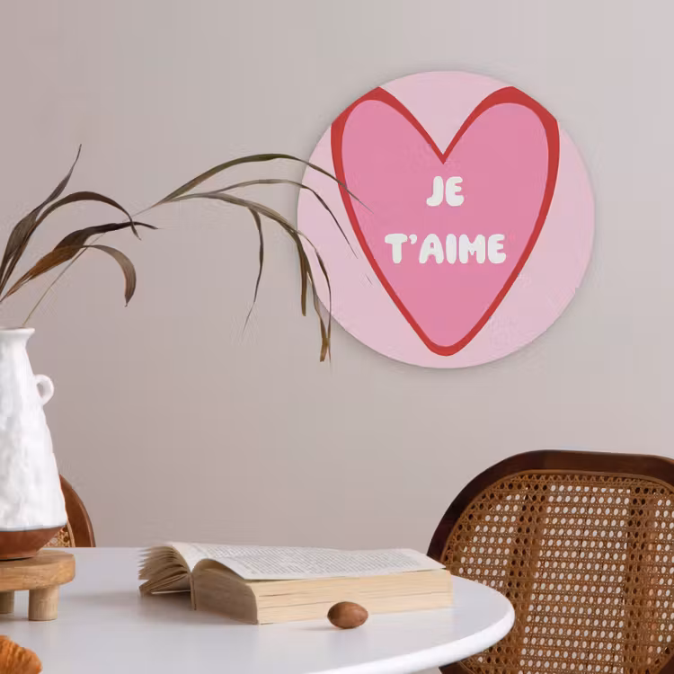 Hart - Frans - Valentijn - Roze Akoestische PET Vilt - Rond klein -sfeer3