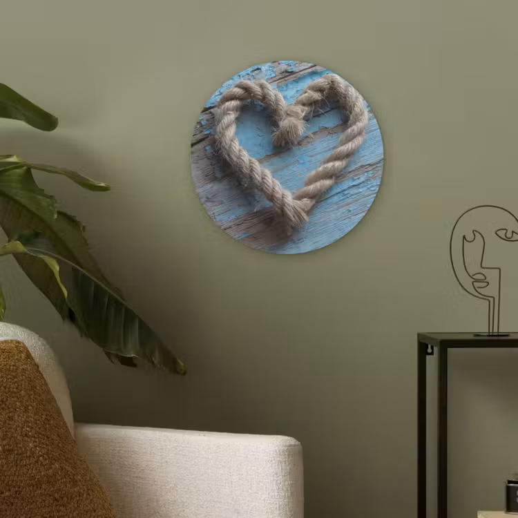 Hart - Touw - Hout - Rustiek Akoestische PET Vilt - Rond klein -sfeer2