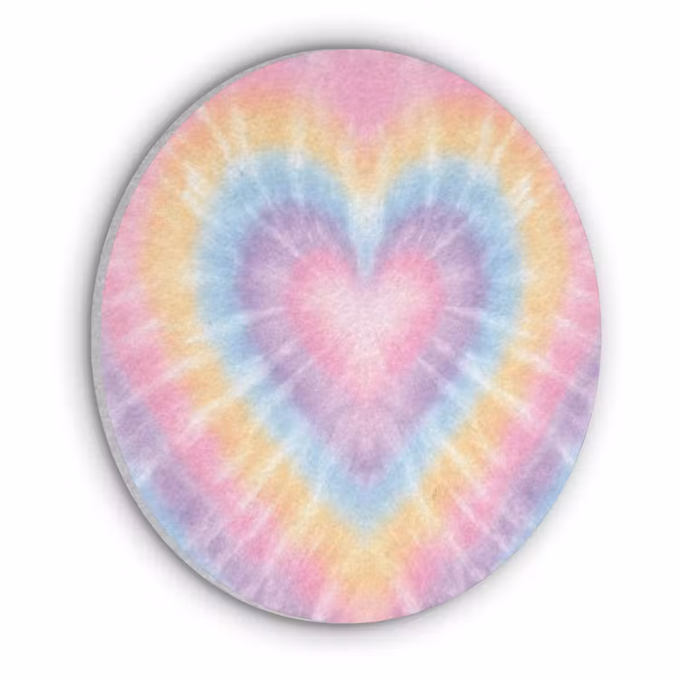 Hartvorm - Pastelkleuren - Tie Dye Akoestische PET Vilt - Rond klein -3d