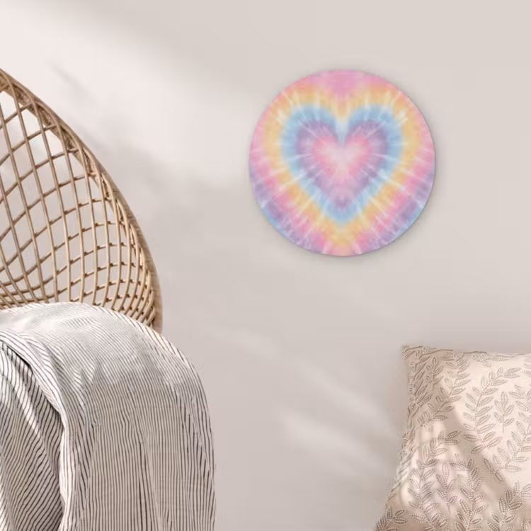 Hartvorm - Pastelkleuren - Tie Dye Akoestische PET Vilt - Rond klein -sfeer4