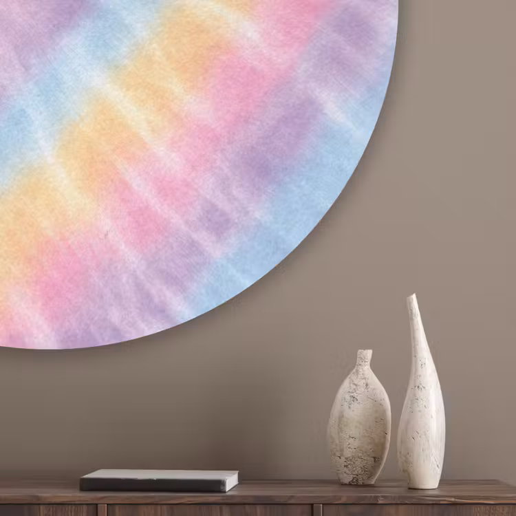 Hartvorm - Pastelkleuren - Tie Dye Akoestische PET Vilt - Rond klein -sfeer5_closeup