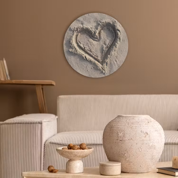 Hartvorm - Getekend - Beige - Zand Akoestische PET Vilt - Rond klein -sfeer1