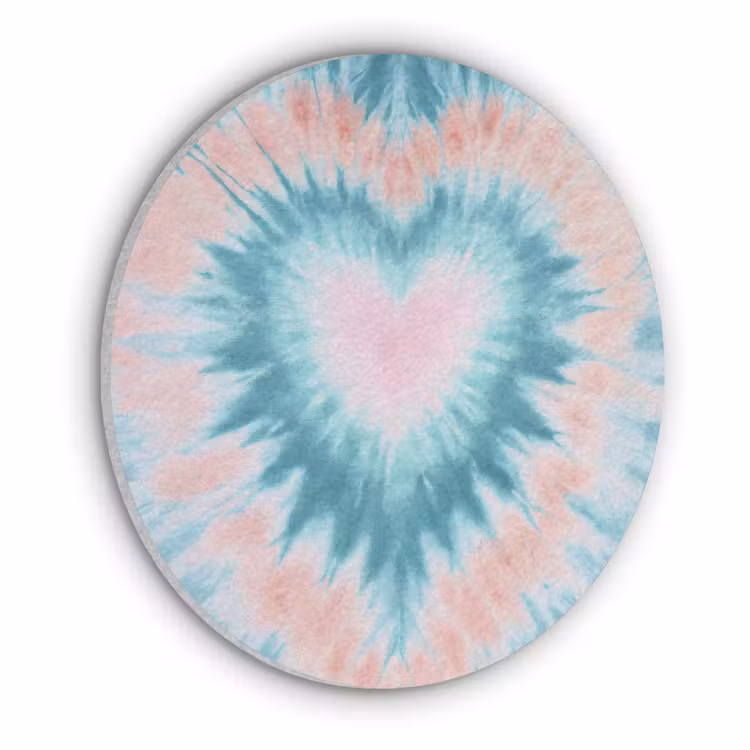 Hartvormig - Tie dye - Pasteltinten - Lichtgroen Akoestische PET Vilt - Rond klein -3d