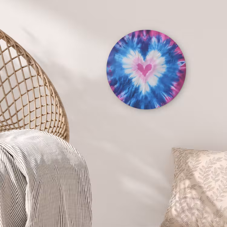 Hartvormig - Tie dye - Paars Akoestische PET Vilt - Rond klein -sfeer4