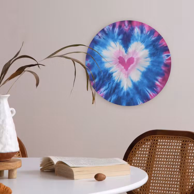 Hartvormig - Tie dye - Paars Akoestische PET Vilt - Rond klein -sfeer3