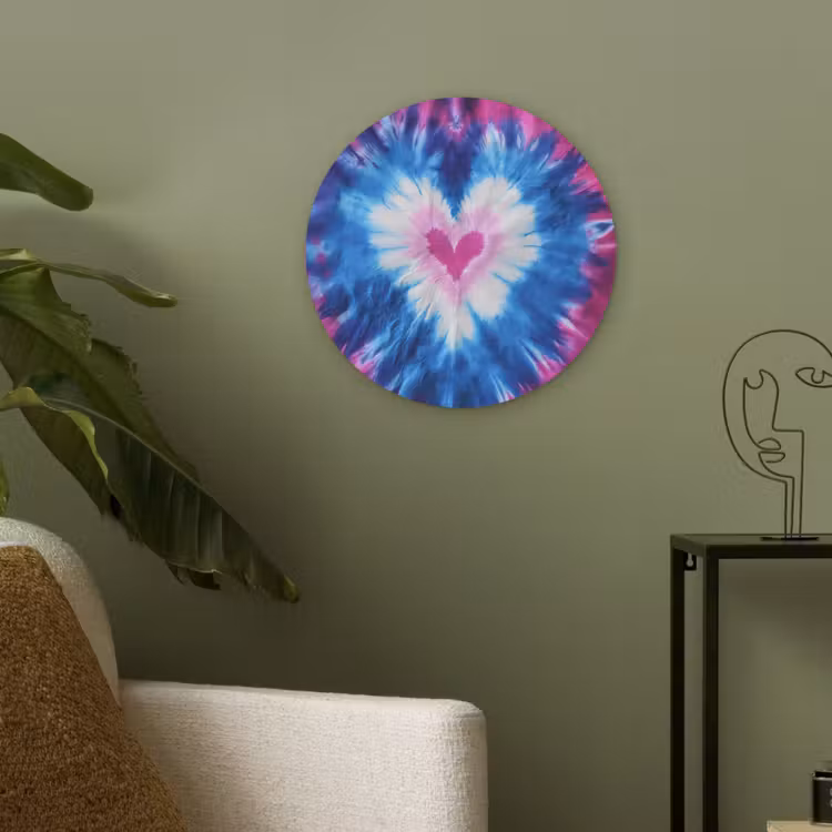 Hartvormig - Tie dye - Paars Akoestische PET Vilt - Rond klein -sfeer2