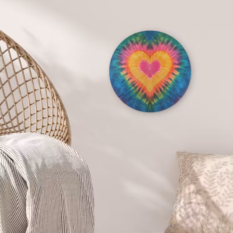 Hart - Tie Dye - Kleurrijk Akoestische PET Vilt - Rond klein -sfeer4