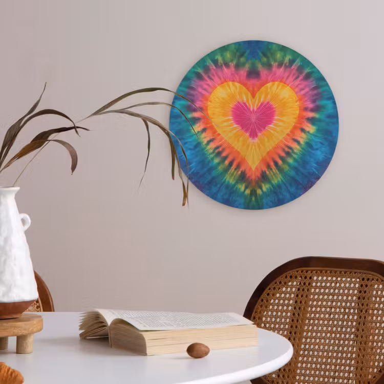 Hart - Tie Dye - Kleurrijk Akoestische PET Vilt - Rond klein -sfeer3