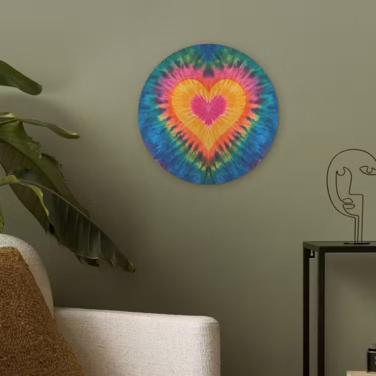 Hart - Tie Dye - Kleurrijk Akoestische PET Vilt - Rond klein -sfeer2