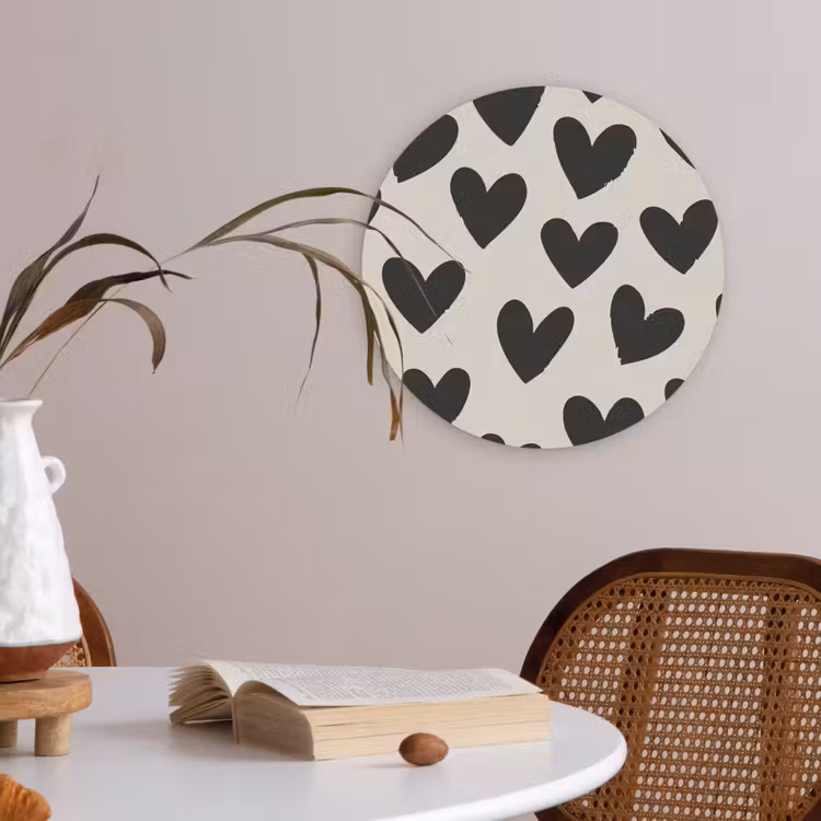 Hartjes - Zwart - Beige Akoestische PET Vilt - Rond klein -sfeer3