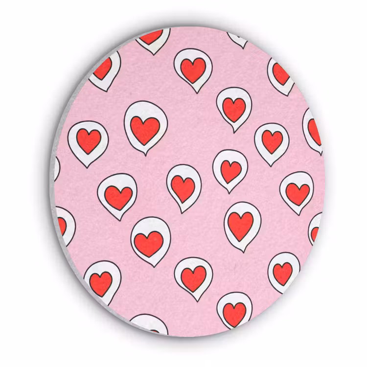 Hartjes - Patroon - Rood Akoestische PET Vilt - Rond klein 838 -3d