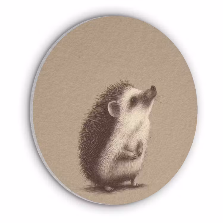 Egel - Snuitje - Bruin - Stekels Akoestische PET Vilt - Rond klein -3d