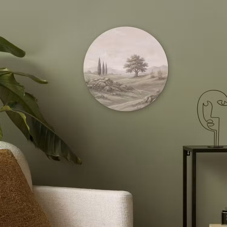 Heuvellandschap - Bomen - Natuur - Groen Akoestische PET Vilt - Rond klein -sfeer2