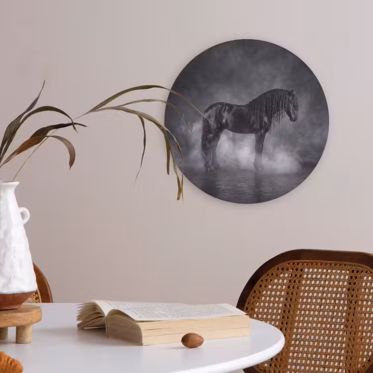 Paard - Magisch - Zwart Akoestische PET Vilt - Rond klein -sfeer3