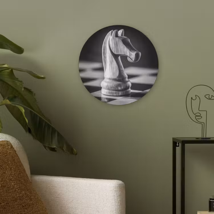 Paard - Hout - Schaalbord - Zwart Akoestische PET Vilt - Rond klein -sfeer2
