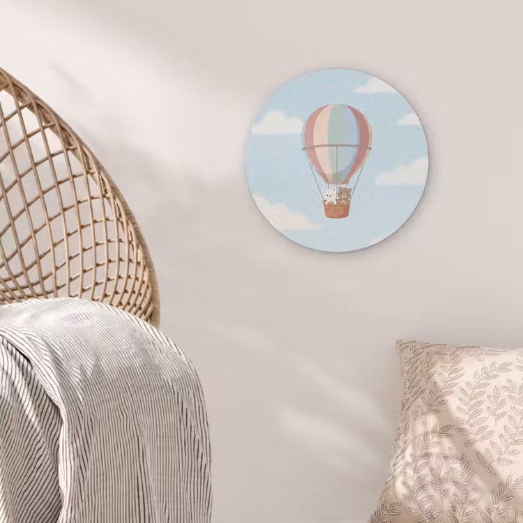 Luchtballon - Beren - Pastel Akoestische PET Vilt - Rond klein -sfeer4