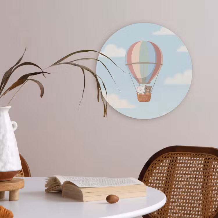 Luchtballon - Beren - Pastel Akoestische PET Vilt - Rond klein -sfeer3