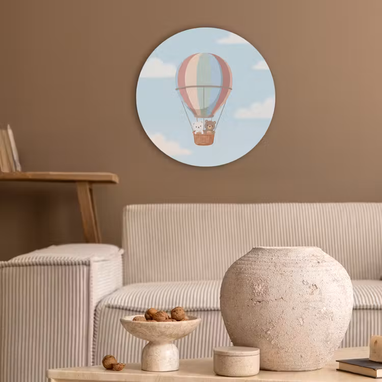 Luchtballon - Beren - Pastel Akoestische PET Vilt - Rond klein -sfeer1